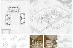 Praca dyplomowa Przemysława Dybasia przedstawiająca zespół trzech domów